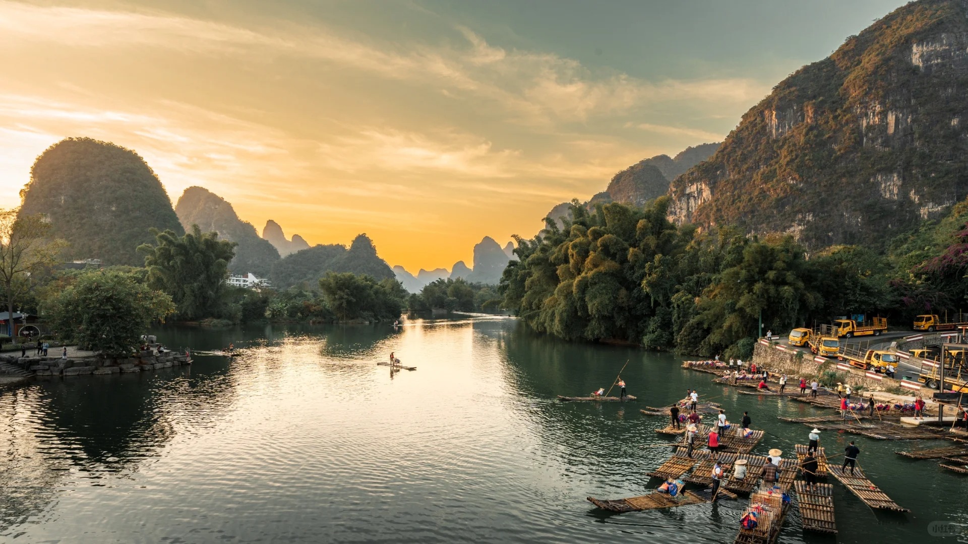 阳朔遇龙河的山水和工农桥的落日_3_歪歪牛_来自小红书网页版